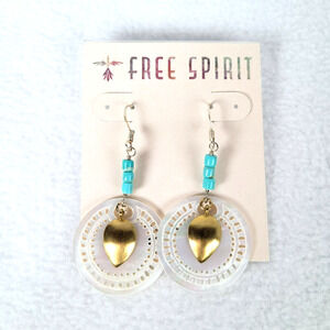 Peyote Bird Womens Turquoise Dangle Earrings 2" Multicolor Beaded Gold Teardrop